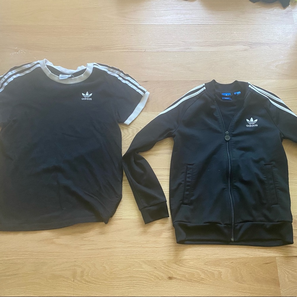Adidas Zip-Up Sweater + Adidas T-Shirt